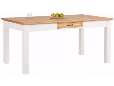 Mesa 160x90 de jantar em madeira acabamento com toque acetinado em cera natural e branco lavado | Coleção England 